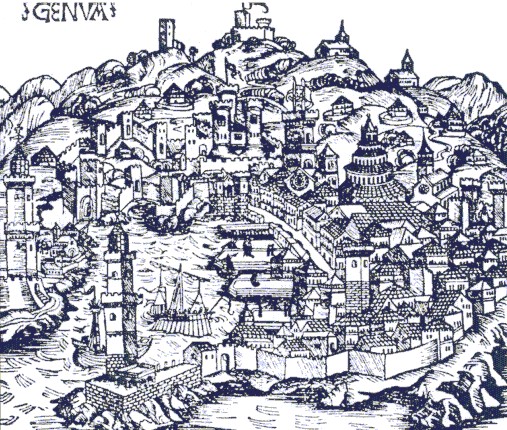 drawing of ancient Genoa